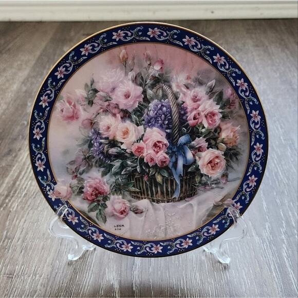 Lena Luis Other - ROSES COLLECTIBLE PLATE Lena Luis‎ Basket Bouquets Signed Numbered Plate 1992